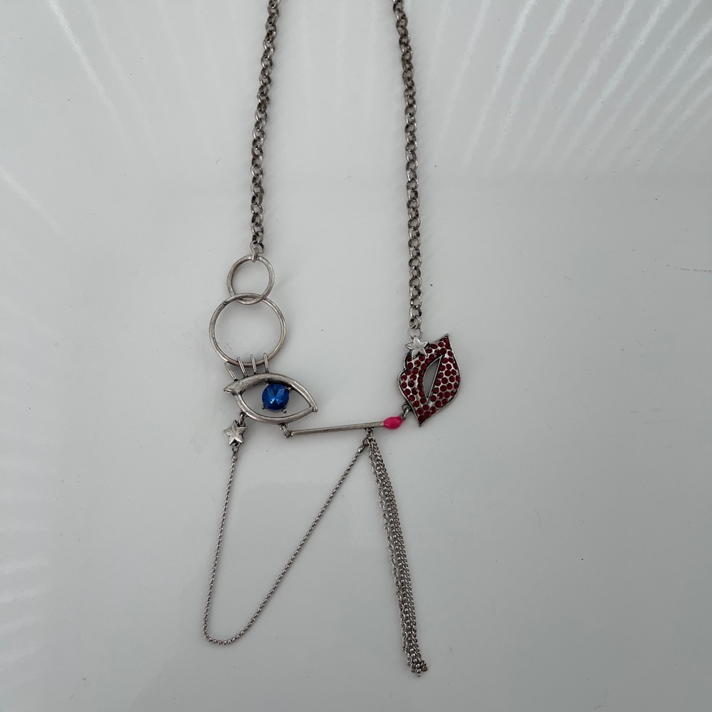 Funky Eye/Matchstick/Lip Artistic Necklace